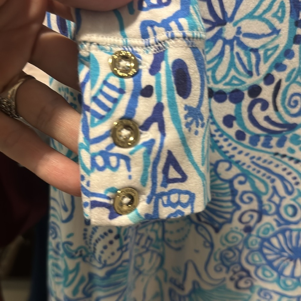 Lilly Pulitzer Sophie Shift Dress Lucky Trunks Blue White Small - Picture 7 of 10